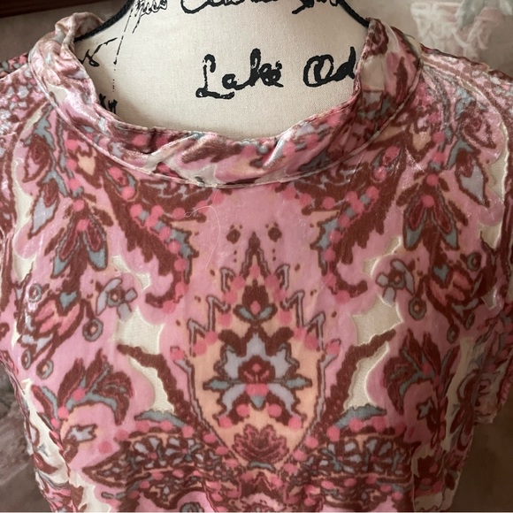 NWT FREE PEOPLE ALL THE TIME VELVET MINI PINK FLORAL PRINT DRESS LARGE - Picture 5 of 8